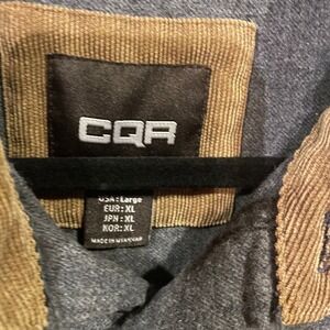 CQR men's flannel shirt corduroy‎ trim gray size L
